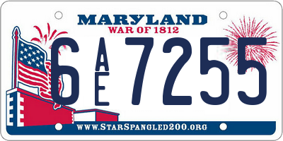 MD license plate 6AE7255