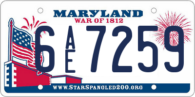 MD license plate 6AE7259