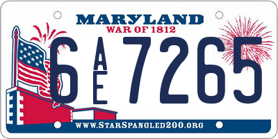 MD license plate 6AE7265