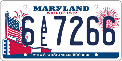 MD license plate 6AE7266