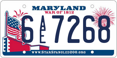 MD license plate 6AE7268