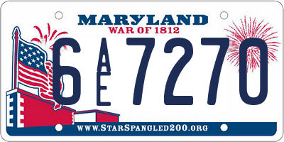 MD license plate 6AE7270