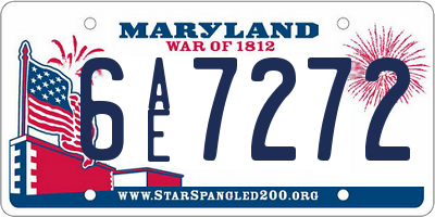 MD license plate 6AE7272