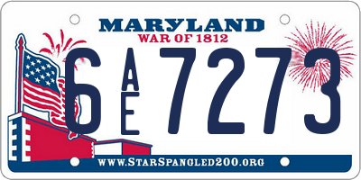 MD license plate 6AE7273