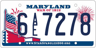 MD license plate 6AE7278