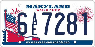 MD license plate 6AE7281