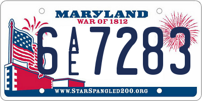MD license plate 6AE7283