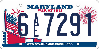MD license plate 6AE7291