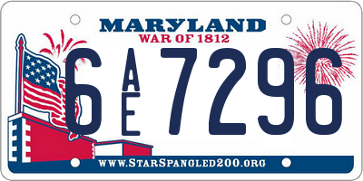 MD license plate 6AE7296