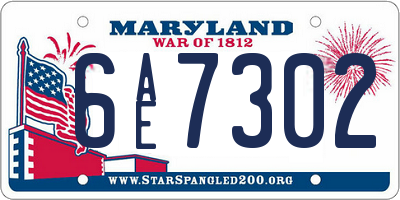 MD license plate 6AE7302