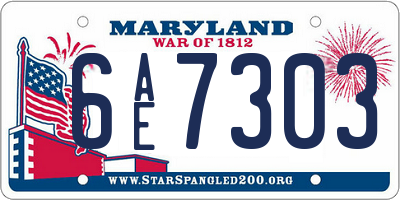 MD license plate 6AE7303