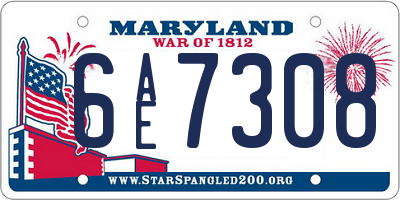 MD license plate 6AE7308