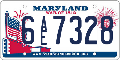 MD license plate 6AE7328