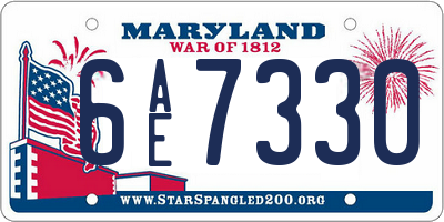 MD license plate 6AE7330
