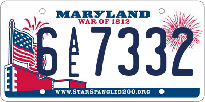 MD license plate 6AE7332