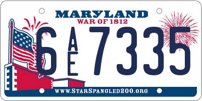 MD license plate 6AE7335