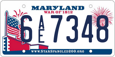 MD license plate 6AE7348