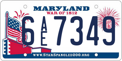 MD license plate 6AE7349