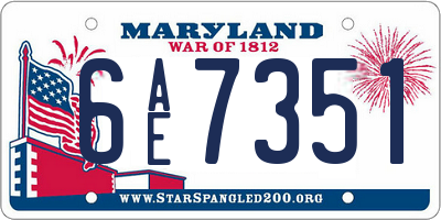 MD license plate 6AE7351