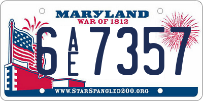 MD license plate 6AE7357
