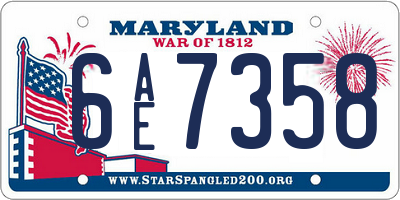 MD license plate 6AE7358