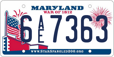 MD license plate 6AE7363