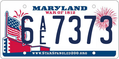 MD license plate 6AE7373