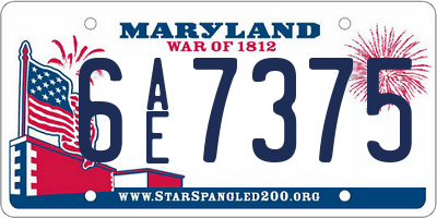 MD license plate 6AE7375