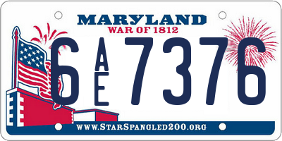 MD license plate 6AE7376
