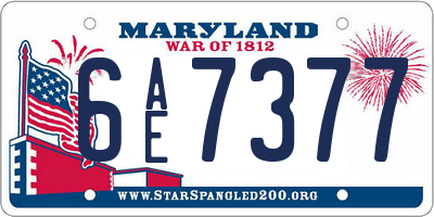 MD license plate 6AE7377