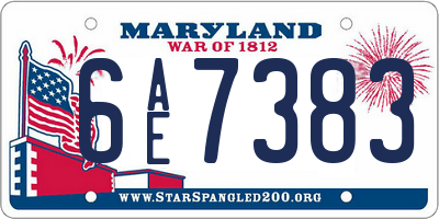 MD license plate 6AE7383