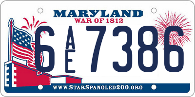 MD license plate 6AE7386