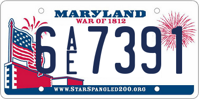 MD license plate 6AE7391