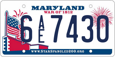 MD license plate 6AE7430