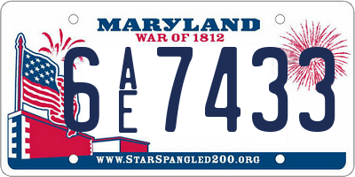MD license plate 6AE7433