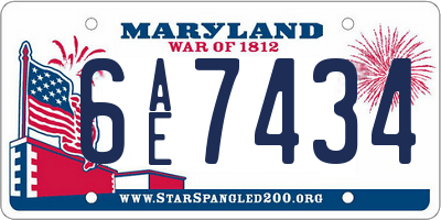 MD license plate 6AE7434