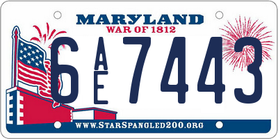 MD license plate 6AE7443