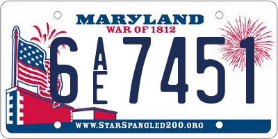 MD license plate 6AE7451