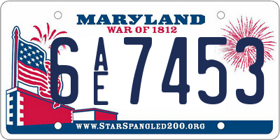 MD license plate 6AE7453