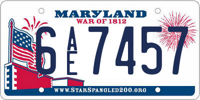 MD license plate 6AE7457