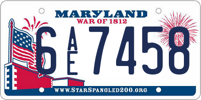 MD license plate 6AE7458