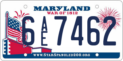 MD license plate 6AE7462