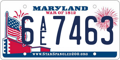 MD license plate 6AE7463