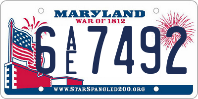 MD license plate 6AE7492