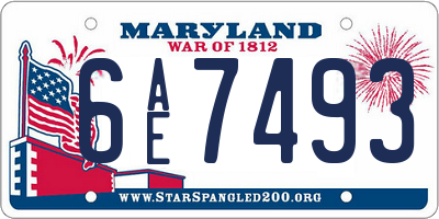 MD license plate 6AE7493