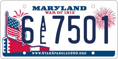 MD license plate 6AE7501