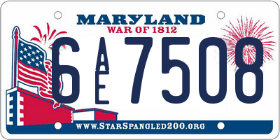 MD license plate 6AE7508