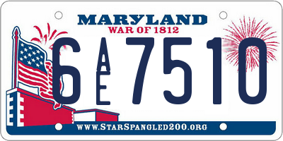 MD license plate 6AE7510