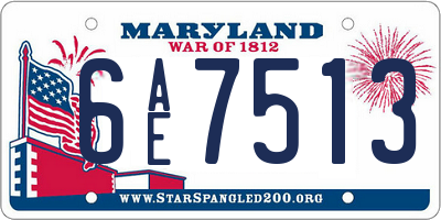 MD license plate 6AE7513