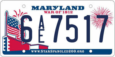 MD license plate 6AE7517